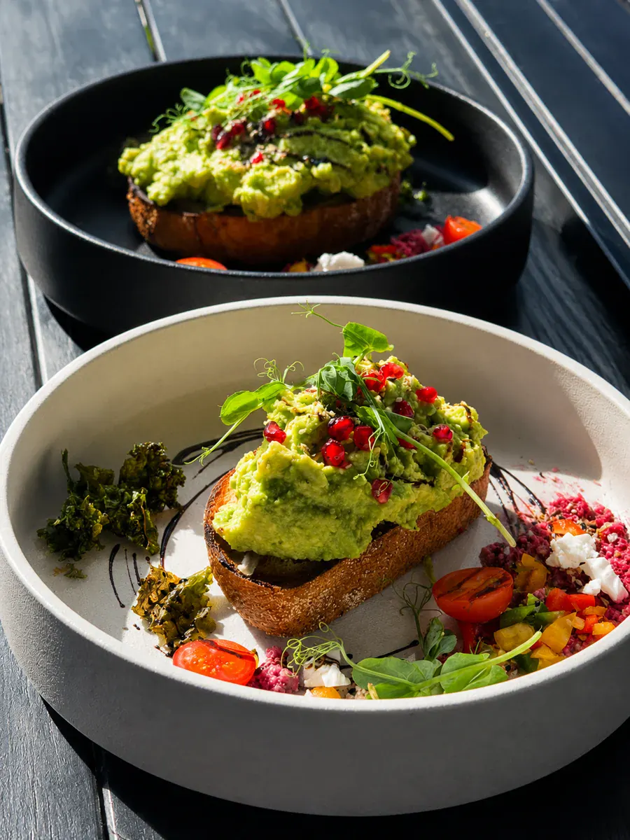 Avocado breakfast plates at Not typical